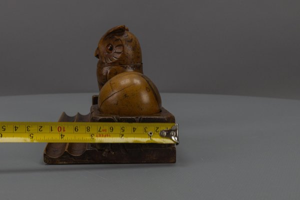 Hand-Carved Wooden Inkwell or Pen Stand with Owl Figure, 1920s-KEG-1773789