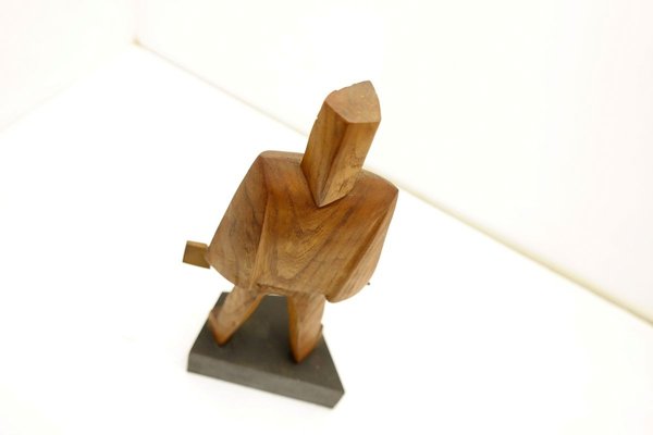 Hand-Carved Wooden Sculpture in the Cubist Style-UWE-885643