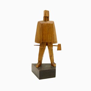 Hand-Carved Wooden Sculpture in the Cubist Style-UWE-885643