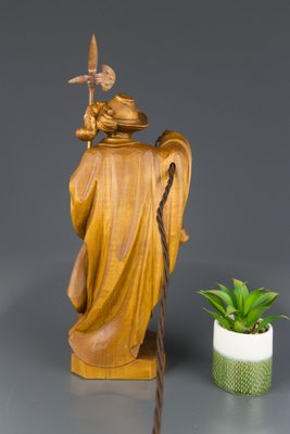 Hand Carved Wooden Sculpture Lamp Depicting Night Watchman with Lantern, Germany-KEG-1086478