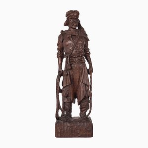 Hand-Carved Wooden Sculpture of a Male Figure-AOI-1106704