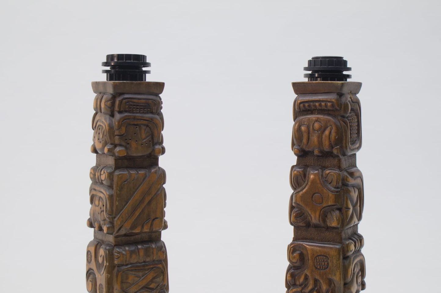 Hand-Carved Wooden Table Lamps from Temde, 1960s, Set of 2