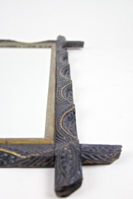 Hand-Carved Wooden Wall Mirror with Golden Bars, Austria, 1901-TQA-1322234