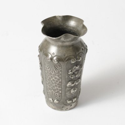 Hand-Chased Pewter Vase by F. Cortesi, 1930s-IXK-844913