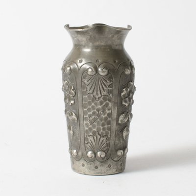 Hand-Chased Pewter Vase by F. Cortesi, 1930s-IXK-844913