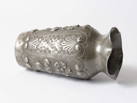 Hand-Chased Pewter Vase by F. Cortesi, 1930s-IXK-844913