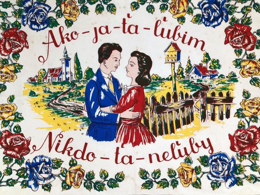 Hand-Colored Block Print on Textile, 1940s-BAF-763512