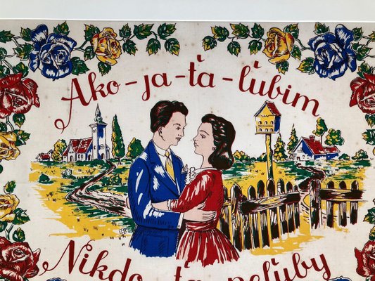 Hand-Colored Block Print on Textile, 1940s-BAF-763512