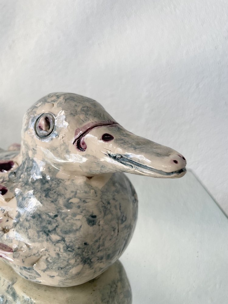 Hand-Crafted Ceramic Duck Sculpture, 1950s