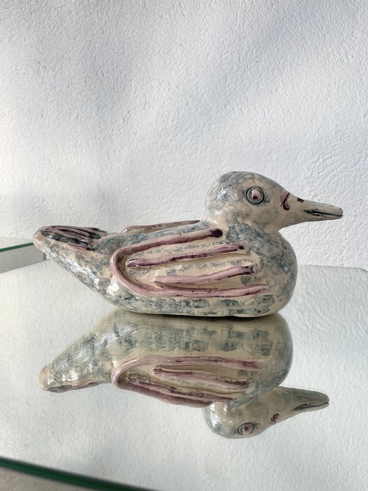 Hand-Crafted Ceramic Duck Sculpture, 1950s