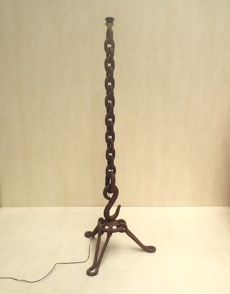 Hand-Crafted French Wrought Iron Floor Lamp, 1960s