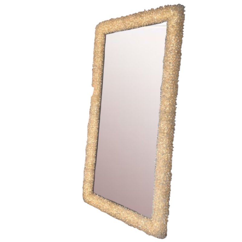 Hand Crafted Multi Faceted Icy Shards of Rock Crystals on Iron Frame with Light Floor Mirror Model Elysium by Timothy Oulton