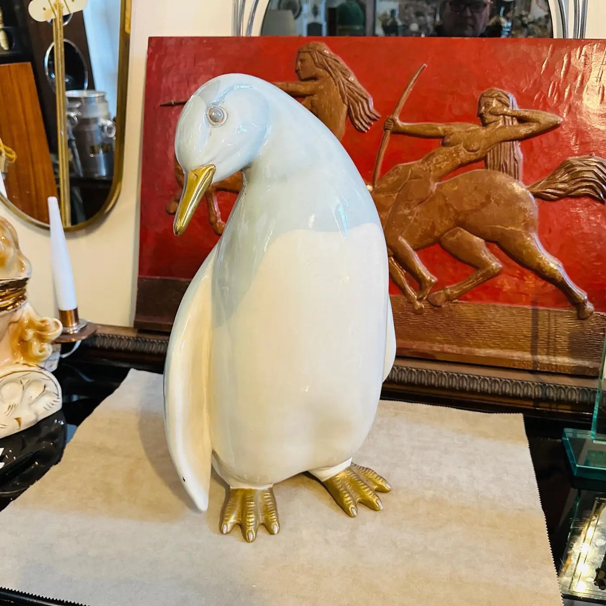 Hand-Crafted Porcelain Italian Figure of a Penguin from Ronzan, 1960s