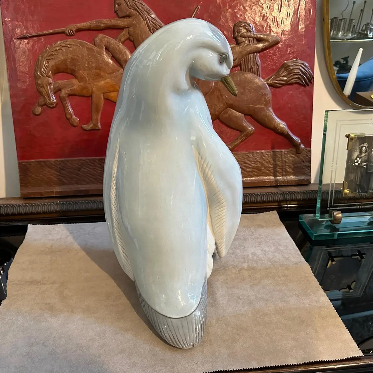 Hand-Crafted Porcelain Italian Figure of a Penguin from Ronzan, 1960s