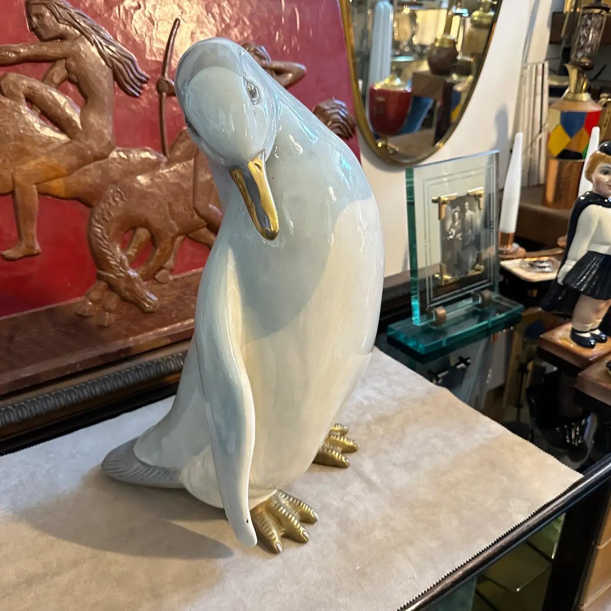 Hand-Crafted Porcelain Italian Figure of a Penguin from Ronzan, 1960s