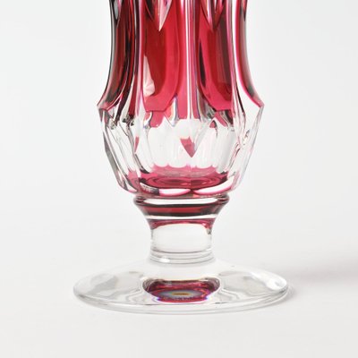 Hand-Cut Cranberry Glass Vase by Val Saint Lambert, 1950s-IXK-1290942