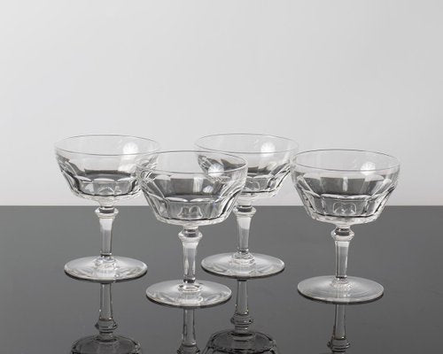 Hand-Cut Crystal Champagne Glasses from Val Saint Lambert, 1950s, Set of 4-IXK-1080650