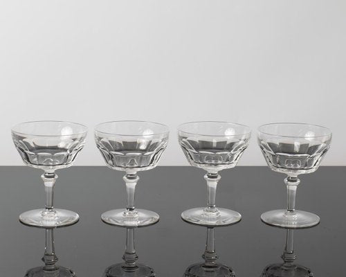 Hand-Cut Crystal Champagne Glasses from Val Saint Lambert, 1950s, Set of 4-IXK-1080650