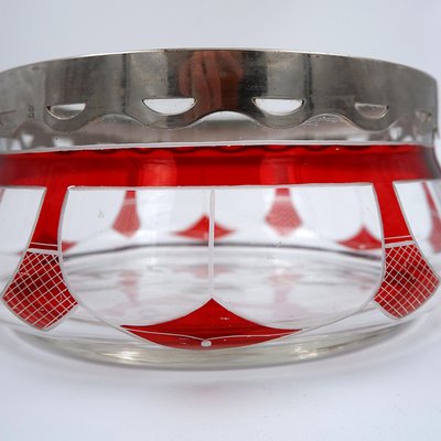 Hand-Cut Glass Bowl with Silver Rim from Moser-NYF-2018882