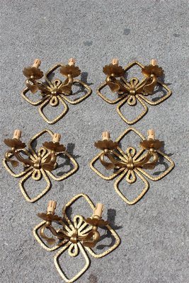 Hand Forged and Gilded Iron Four-leaf Clover Sconce by Pier Luigi Colli, 1950s-EH-660323