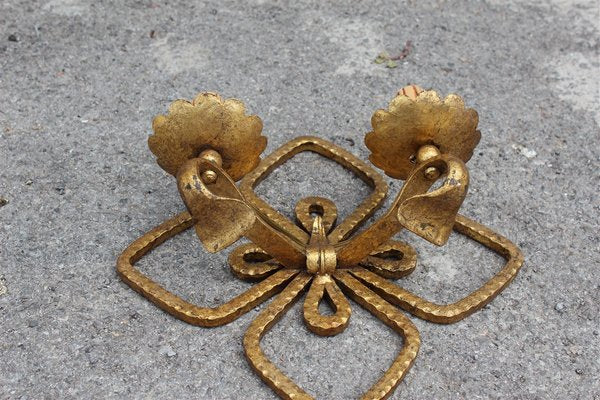 Hand Forged and Gilded Iron Four-leaf Clover Sconce by Pier Luigi Colli, 1950s-EH-660323