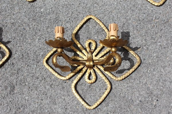 Hand Forged and Gilded Iron Four-leaf Clover Sconce by Pier Luigi Colli, 1950s-EH-660323