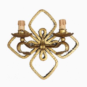 Hand Forged and Gilded Iron Four-leaf Clover Sconce by Pier Luigi Colli, 1950s-EH-660323