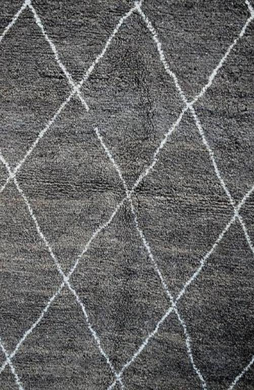 Hand-Knotted Beni Ourain Moroccan Tribal Rug Made of Grey Wool