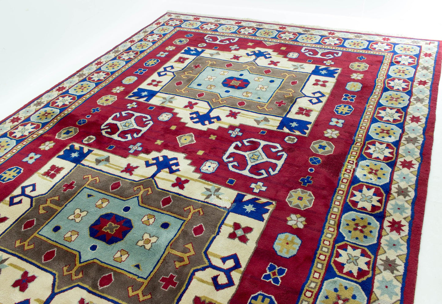 Hand-Knotted Kazak Rug, 1960s