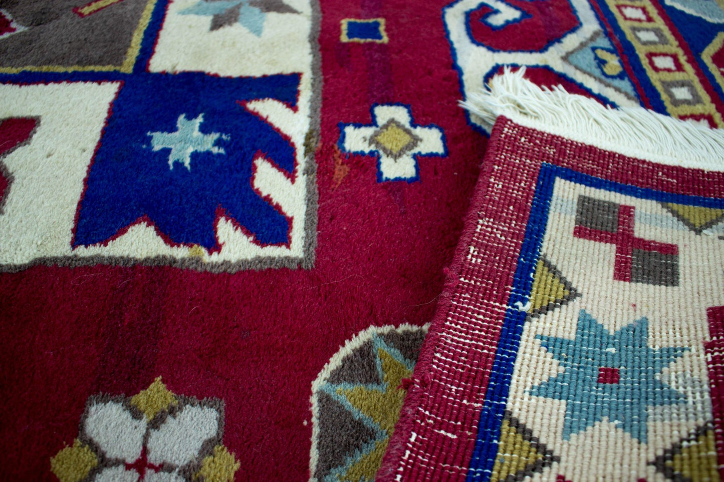 Hand-Knotted Kazak Rug, 1960s