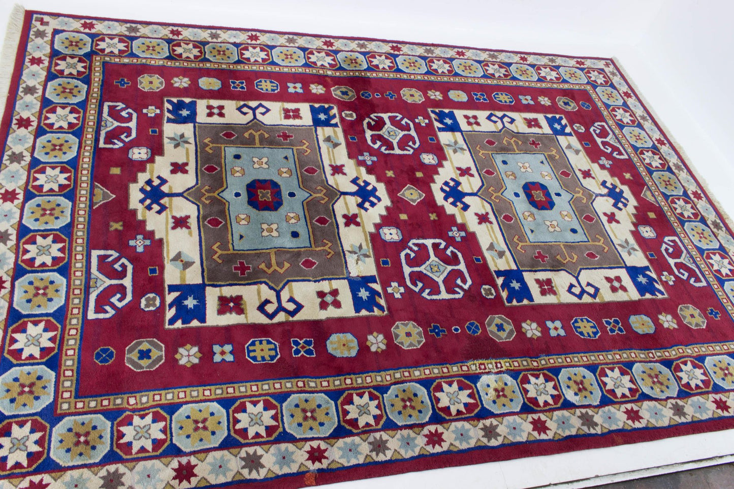 Hand-Knotted Kazak Rug, 1960s