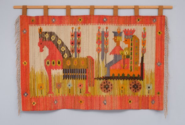 Hand Knotted Kilim for the Wedding by M. Domanska, Poland, 1968-GCG-1772496