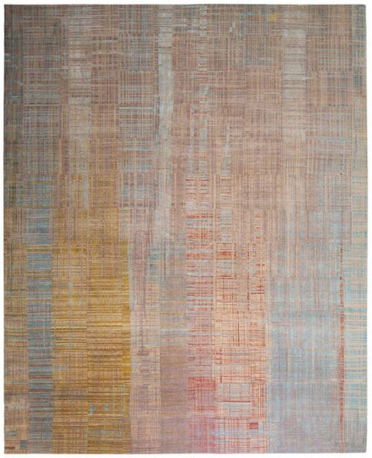 Hand-Knotted Silk and Wool Rug