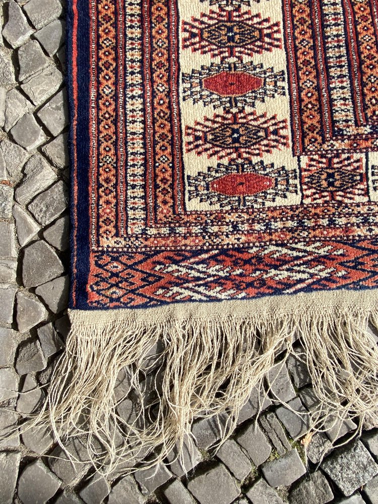 Hand-Knotted Turkmen Wool Rug