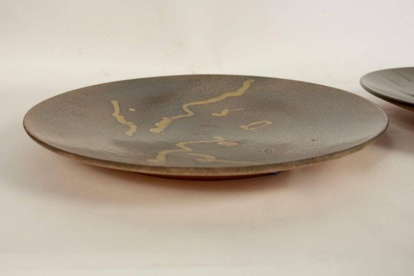 Hand-Painted Abstract Ceramic Plate by Alan Beitner, 1960s-WFS-744846