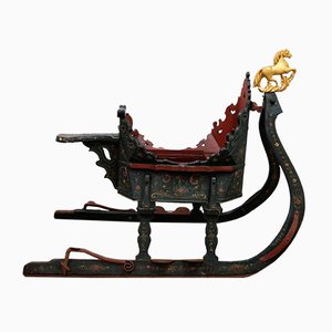 Hand-Painted Antique Sleigh with Golden Horse-GQ-784778