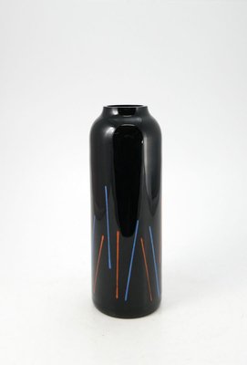 Hand Painted Black Glass Vase from VEB Kunstglas Arnstadt, 1960s-UWE-788340