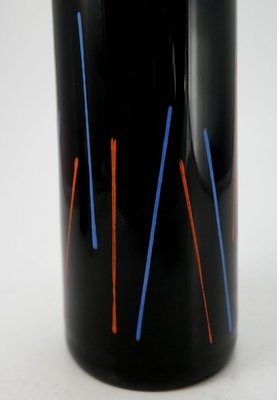 Hand Painted Black Glass Vase from VEB Kunstglas Arnstadt, 1960s-UWE-788340