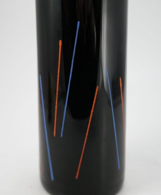 Hand Painted Black Glass Vase from VEB Kunstglas Arnstadt, 1960s-UWE-788340