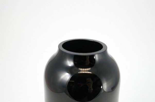 Hand Painted Black Glass Vase from VEB Kunstglas Arnstadt, 1960s-UWE-788340