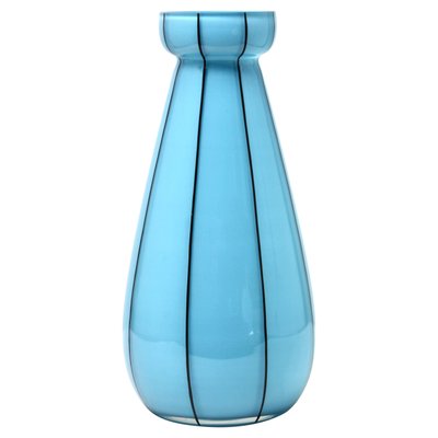 Hand Painted Blue Opaline Glass Vase, France-MJY-1148766