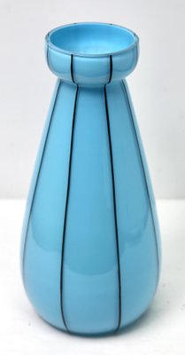 Hand Painted Blue Opaline Glass Vase, France-MJY-1148766