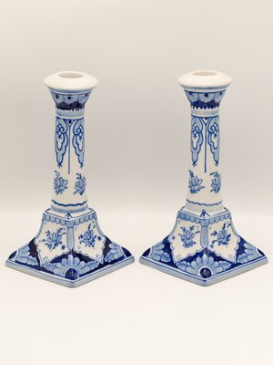 Hand-Painted Candlesticks from Royal Delft, 1988, Set of 2-TJZ-2022499