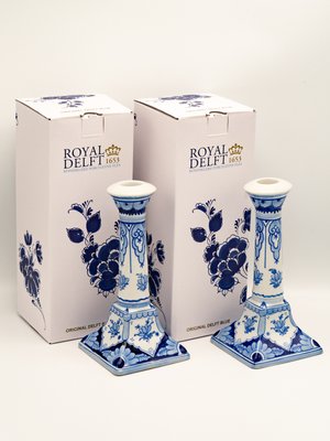 Hand-Painted Candlesticks from Royal Delft, 1988, Set of 2-TJZ-2022499