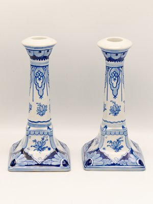 Hand-Painted Candlesticks from Royal Delft, 1988, Set of 2-TJZ-2022499