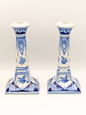 Hand-Painted Candlesticks from Royal Delft, 1988, Set of 2-TJZ-2022499