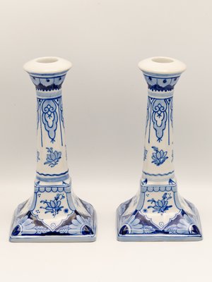 Hand-Painted Candlesticks from Royal Delft, 1988, Set of 2-TJZ-2022499