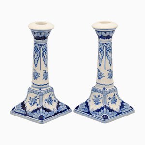 Hand-Painted Candlesticks from Royal Delft, 1988, Set of 2-TJZ-2022499