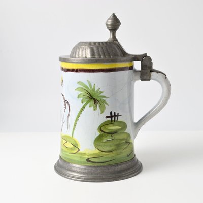 Hand-Painted Faience and Pewter Beer Stein-IXK-2019822