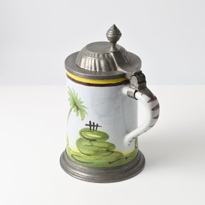 Hand-Painted Faience and Pewter Beer Stein-IXK-2019822